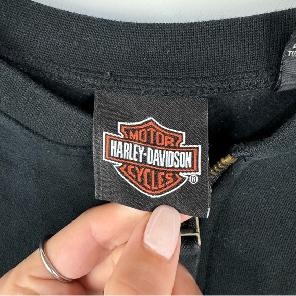 Harley Davidson Black Full Zip Up Jacket Moto Biker Goth Grunge - Picture 6 of 6